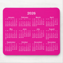 Hot Pink and White 2026 Calendar Musmatta