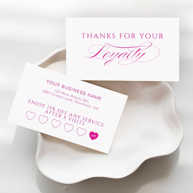 Hot Pink and White Spa Beauty Salon Lojalitetskort (Skapare uppladdad)
