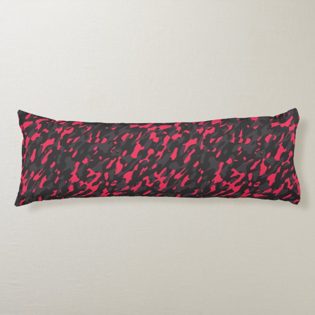 Hot pink Black Purple Camo Abstract Kroppskudde (Framsidan)