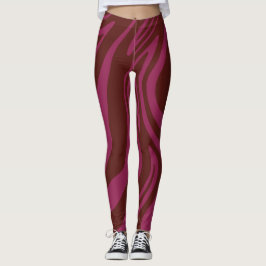 Hot pink& brown zebra print pattern leggings