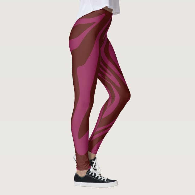 Hot pink& brown zebra print pattern  leggings (Höger)