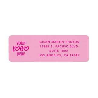 Hot Pink Business Logo Modern Minimalist Returadress Etikett