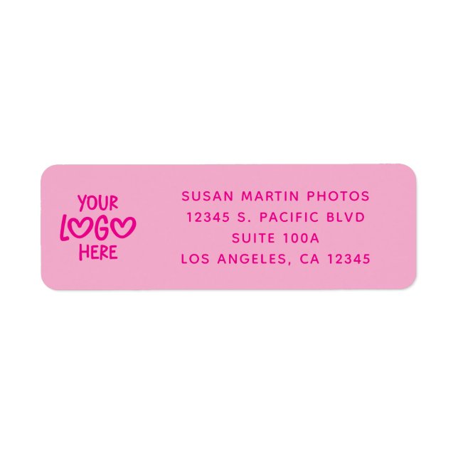 Hot Pink Business Logo Modern Minimalist Returadress Etikett (Framsidan)