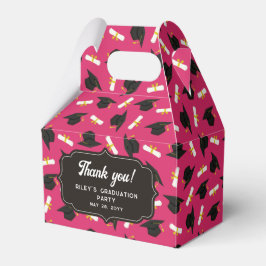 Hot Pink Cap Diplomas Pattern Graduation Thank You Presentaskar