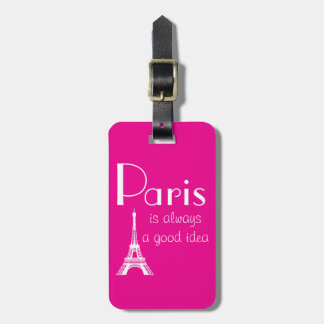 Hot Pink Custom Name Paris is always a good idea Bagagebricka