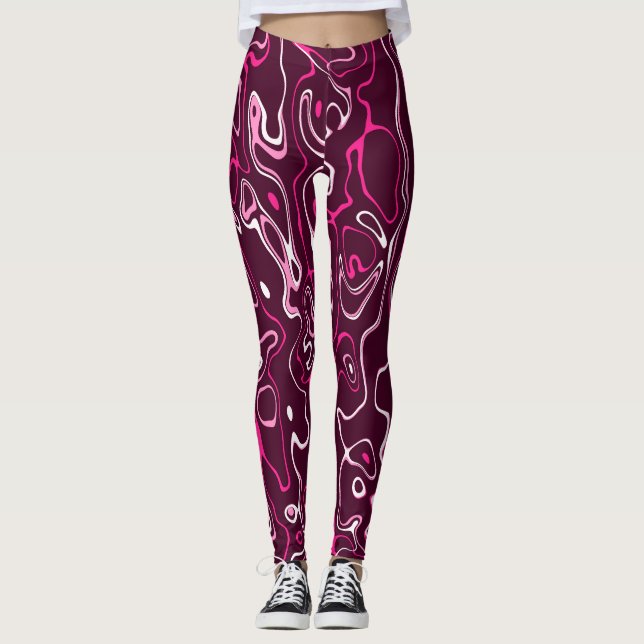 Hot pink damascus abstract swirls cool pattern leggings (Framsida)