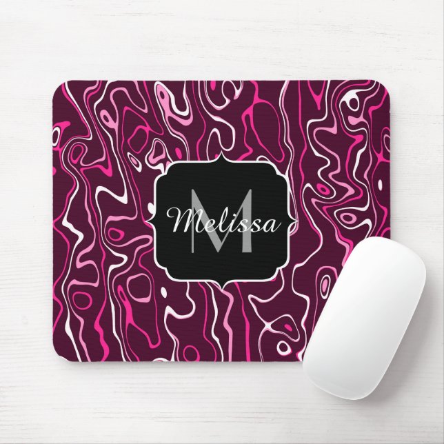 Hot pink damascus abstract swirls Custom Monogram Musmatta (Med mus)