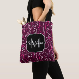 Hot pink damascus abstract swirls Custom Monogram Tygkasse