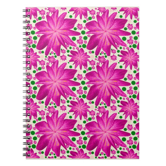 Hot Pink Floral Seamless Pattern Anteckningsbok (Framsidan)
