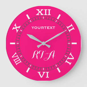 Hot Pink Fuchsia Decor Dial Easily Personalized Stor Klocka