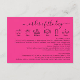 Hot Pink Fuchsia Wedding Details Order Of The Day Tilläggskort