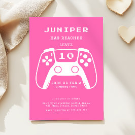Hot Pink Girly Gamer Girl Birthday Party Inbjudningar