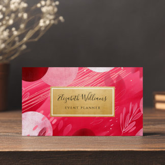 Hot Pink Gold Abstract Business Cards Visitkort