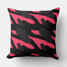 Hot pink, gray and black Camo abstract Kudde
