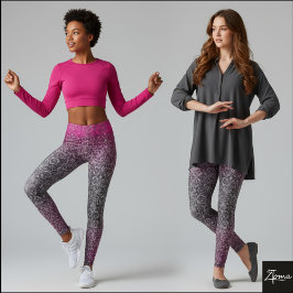 Hot Pink Gray Ombre Damask Tapestry Leggings