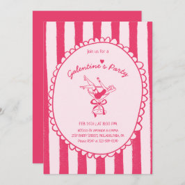 Hot Pink Hand Drawn Galentine's Day Party Inbjudningar