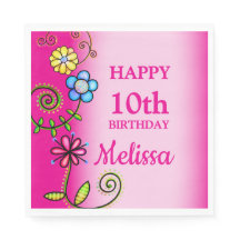 Hot Pink Hand-drawn Wildflowers