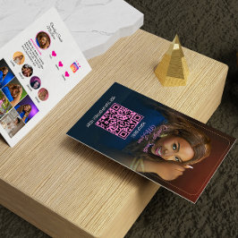 Hot Pink Instagram QR Code Business Card for Braid Visitkort