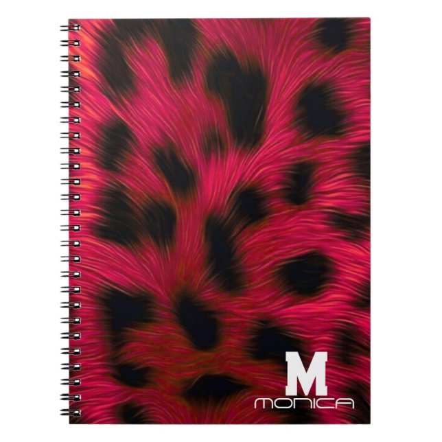 Hot Pink Leopard Print Faux  Anteckningsbok (Framsidan)