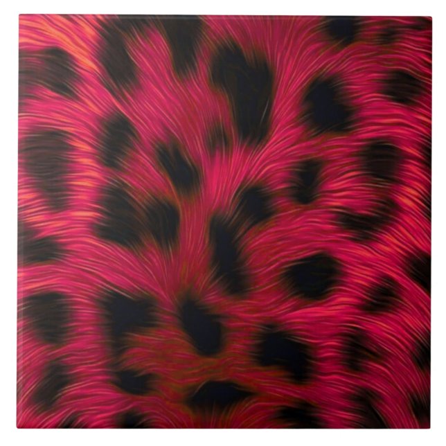 Hot Pink Leopard Print Faux  Kakelplatta (Framsidan)