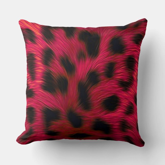Hot Pink Leopard Print Faux  Kudde (Framsida)