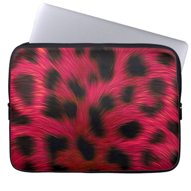 Hot Pink Leopard Print Faux  Laptop Fodral (Framsidan)