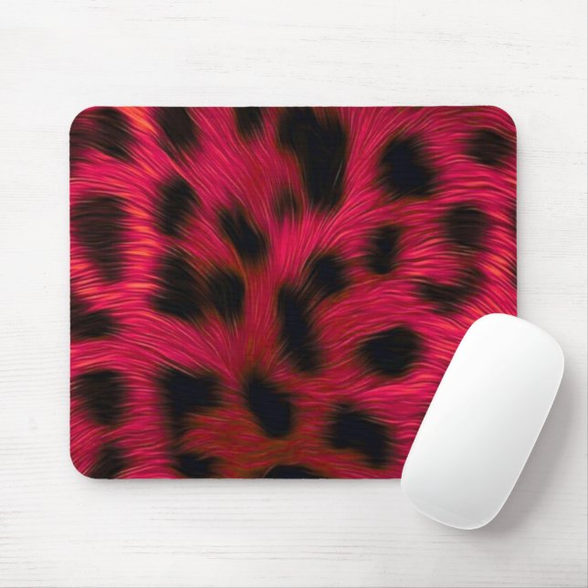 Hot Pink Leopard Print Faux  Musmatta (Med mus)