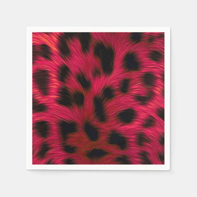 Hot Pink Leopard Print Faux  Pappersservett (Framsidan)