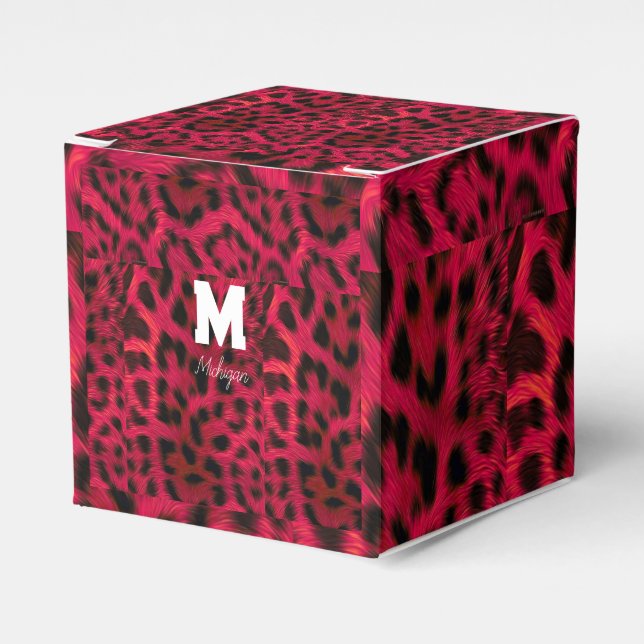 Hot Pink Leopard Print Faux  Presentaskar (Framsidan Sidan)