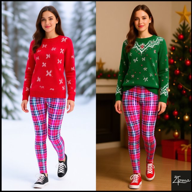 Hot Pink Magenta Dense Modern Tartan Leggings (Skapare uppladdad)