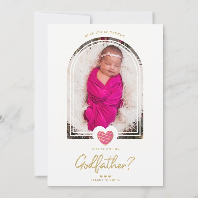 Hot Pink Modern Heart Golden Fake Effect Godfather (Framsida)