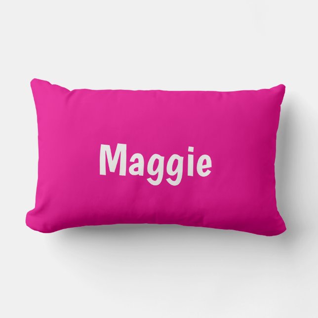 Hot Pink Modern Personalized Name Lumbarkudde (Framsida)