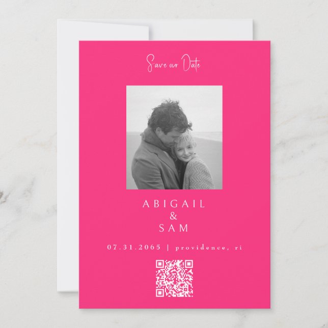 Hot Pink Modern Simplicity B/W Photo  Spara Datumet (Framsida)