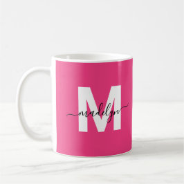 Hot Pink Monogram Kaffemugg
