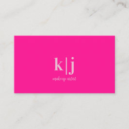 Hot Pink Monogram Makeup Artist Visitkort