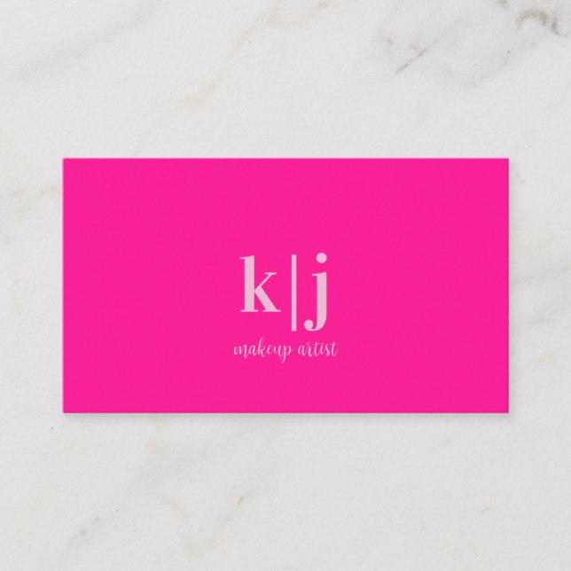 Hot Pink Monogram Makeup Artist Visitkort (Framsida)