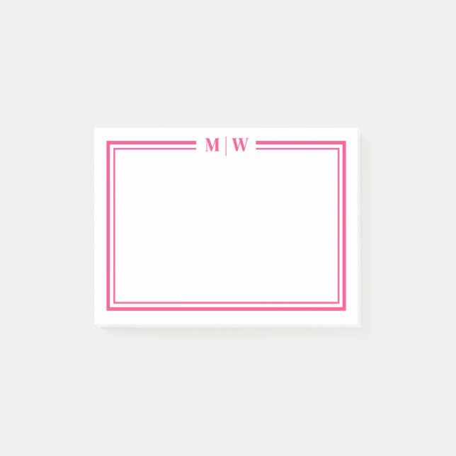 Hot Pink Monogram Post-it Block (Framsida)