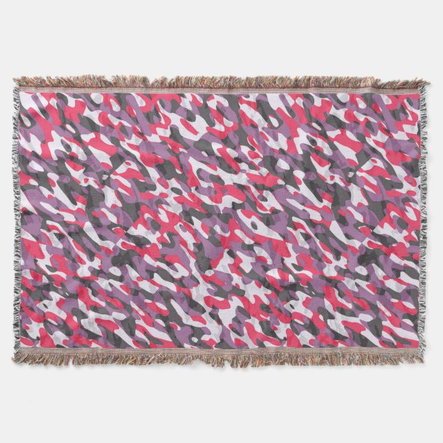 Hot pink, purple and black camo abstract filt (Framsidan)