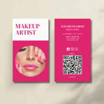 Hot Pink & QR-kod Makeup Artist-kort