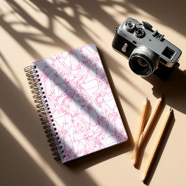 Hot Pink Scribble Cats – modern cute Pattern Anteckningsbok