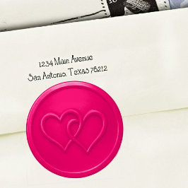 Hot Pink Two Hearts Intertwined Wedding Runt Klistermärke