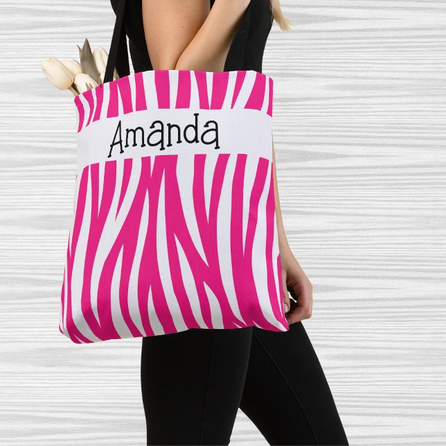 Hot Pink Wavy Animal Print Tote Tygkasse (Skapare uppladdad)
