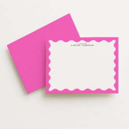 Hot Pink Wavy Frame Note Card Inbjudningar