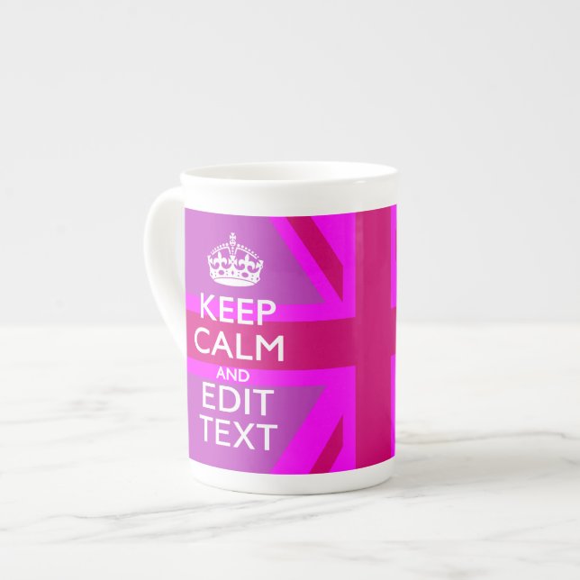 Hot Pink Your Keep Calm Redigera Text Union Jack Benporslin Mugg (Framsida vänster)