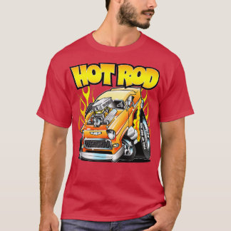Hot rod 55 Gaser Blåsäck med uppfällda flamstrålar T Shirt