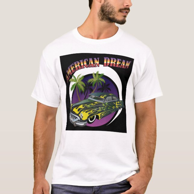 hot rod american dream voiture muscle car flamme p t shirt (Framsida)