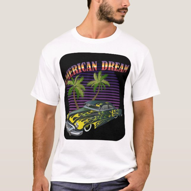 hot rod american dream voiture muscle car palmier t shirt (Framsida)