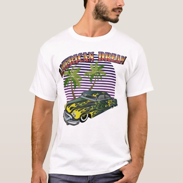 hot rod american dream voiture muscle car palmier  t shirt (Framsida)