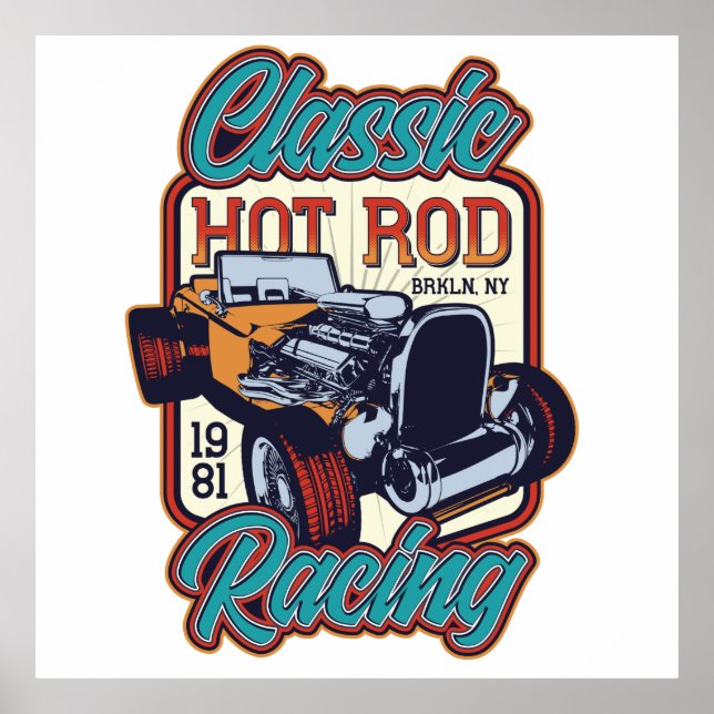 Hot rod Anpassningsbar Garage Poster (Framsidan)