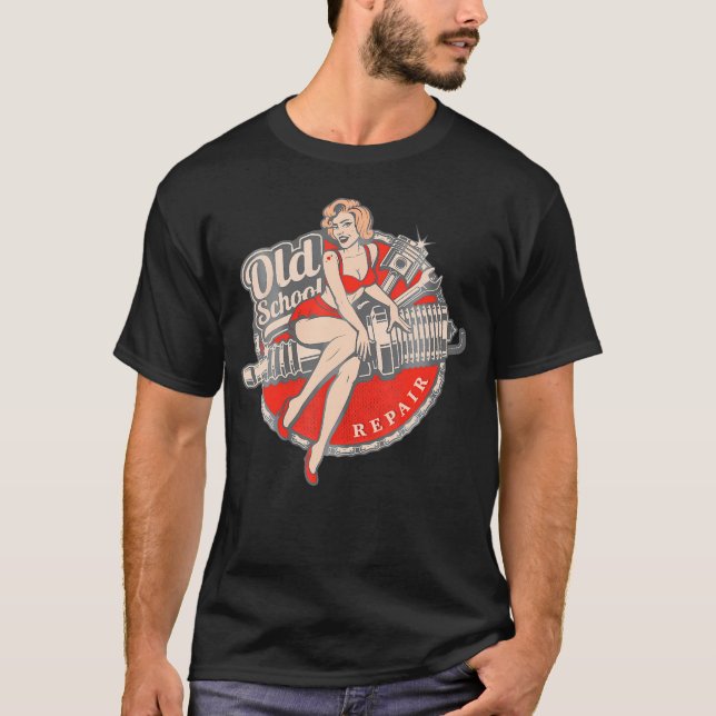Hot rod Art Car Rockabilly Old school T Shirt (Framsida)